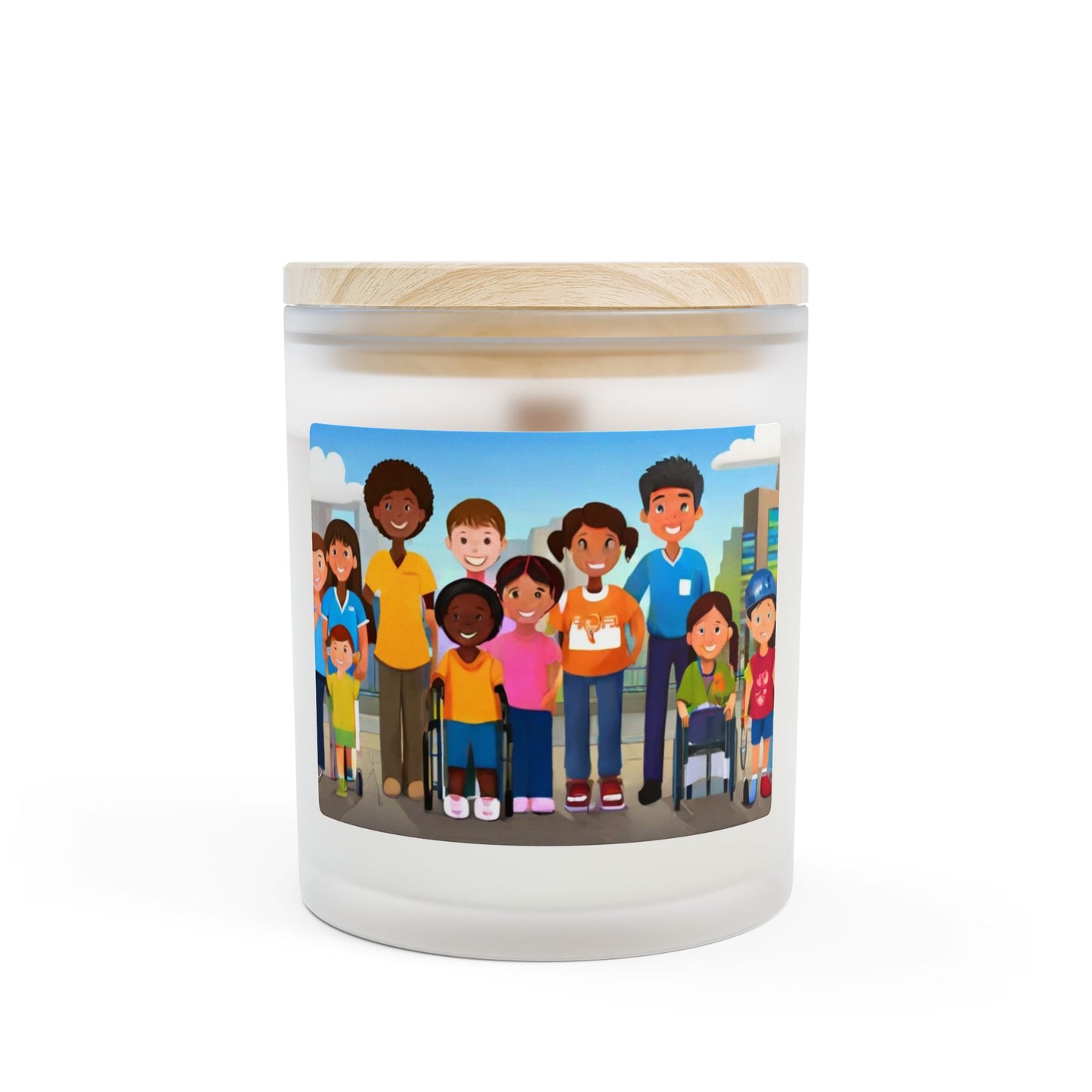 Frosted Glass Candle 11oz – Wooden Wick Candle with Crackling Flame