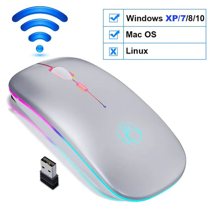 Wireless Mouse Bluetooth RGB Rechargeable Computer Silent Mause LED Backlit Ergonomic - Shello's Creative Boutique