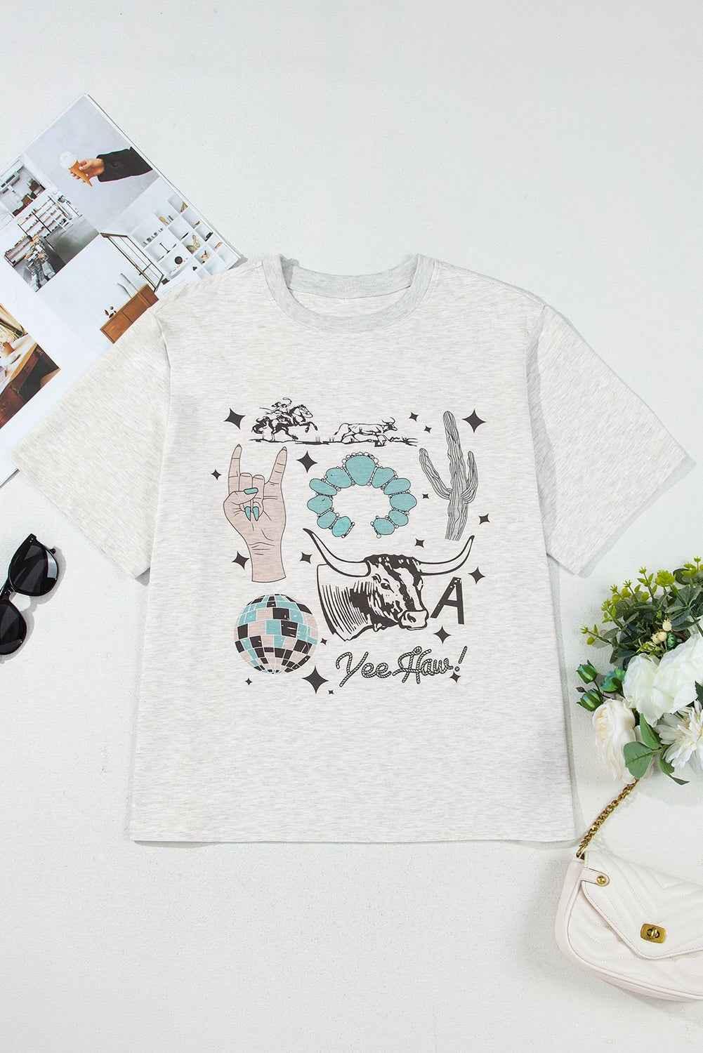 Light Grey Plus Size Vintage Graphic Tee - Shello's Creative Boutique
