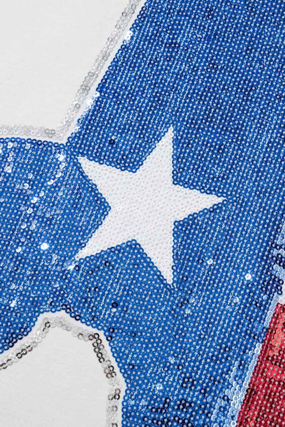 White Sequined Texas Graphic Plus Size T-Shirt - Sparkle & Style - Shello's Creative Boutique