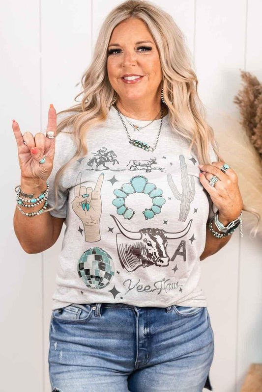 Light Grey Plus Size Vintage Graphic Tee - Shello's Creative Boutique
