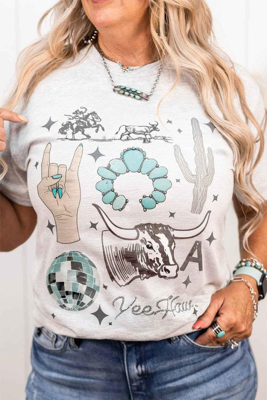 Light Grey Plus Size Vintage Graphic Tee - Shello's Creative Boutique