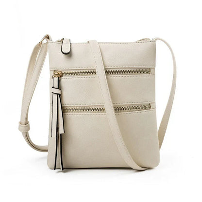 Leisure multifunctional pocket with double zipper vertical women's bag single shoulder bag crossbody bag - Shello's Creative Boutique