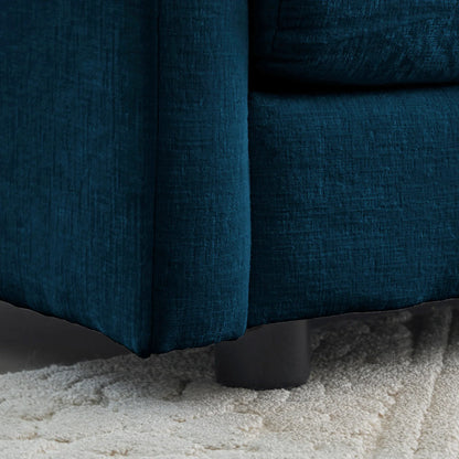 Mid-Century Modern Couch 3-Seater Sofa with 2 Armrest Pillows and 3 Toss Pillows, Couch for Living Room Blue Chenille - Shello's Creative Boutique
