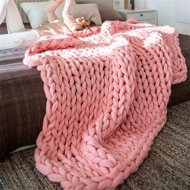 Sofa Cover Chunky Knitted Blankets Handmade Bedspreads Super Thick Yarn Merino Wool Soft Blanket Warm Winter Throw Blanket eprolo