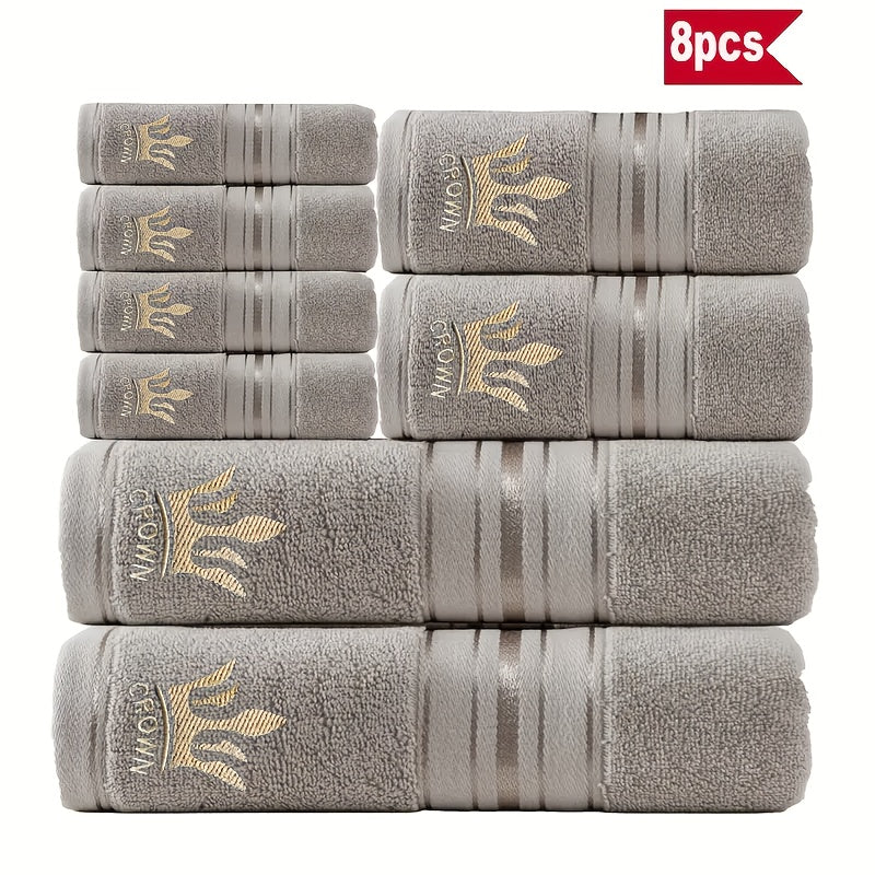 8 Piece Luxury Hotel Cotton Bath Towel Set - 390 GSM