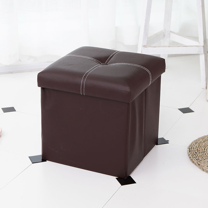 12 inch Non-slip Foldable Ottoman Storage Stool Leather Footstool Storage Box Small Sofa Chair Bench Box Home Organizers Box eprolo