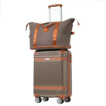 Hardshell Luggage Sets 3 Piece Carry-on Suitcase Double Spinner Wheels with TSA Lock for Men Women, Coppery (20in) - Shello's Creative Boutique