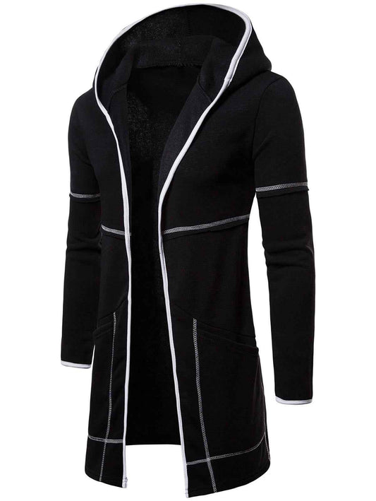 Open Front Long Sleeve Longline Hoodie