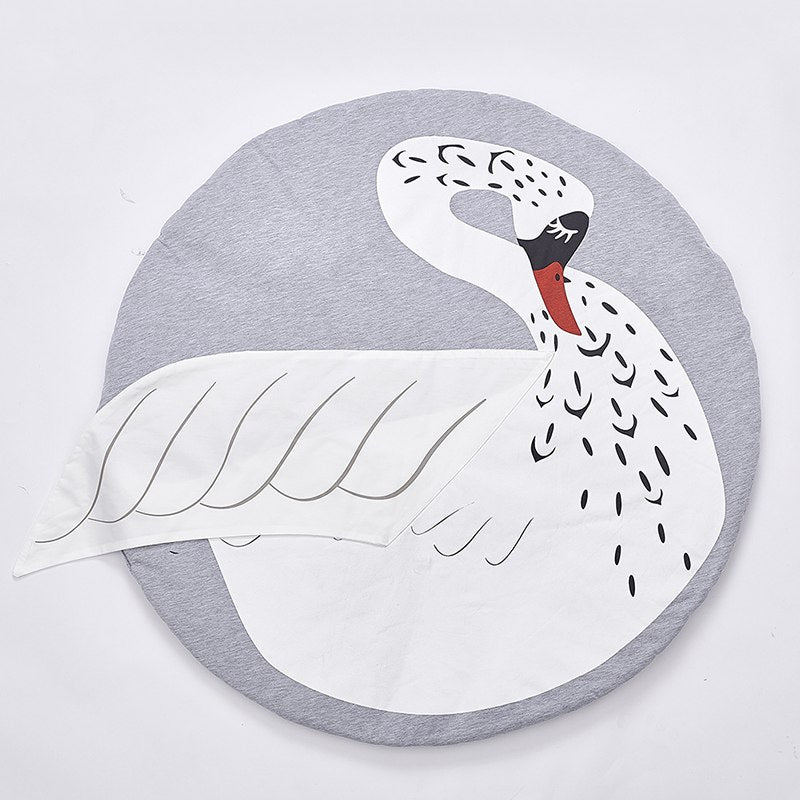 90CM Kids Play Game Mats Round Carpet Rugs Mat Cotton Swan Crawling Blanket Floor Carpet Toys Room Decoration INS Baby Gifts Shello Creative Boutique