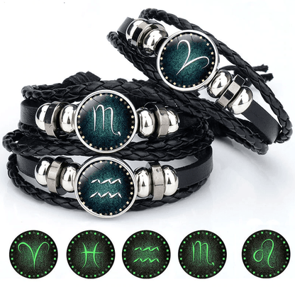 12 Constellation Luminous Bracelet Men Leather Bracelet Charm Bracelets for Men Boys Women Girl Jewelry Accessories Gifts - Shello's Creative Boutique