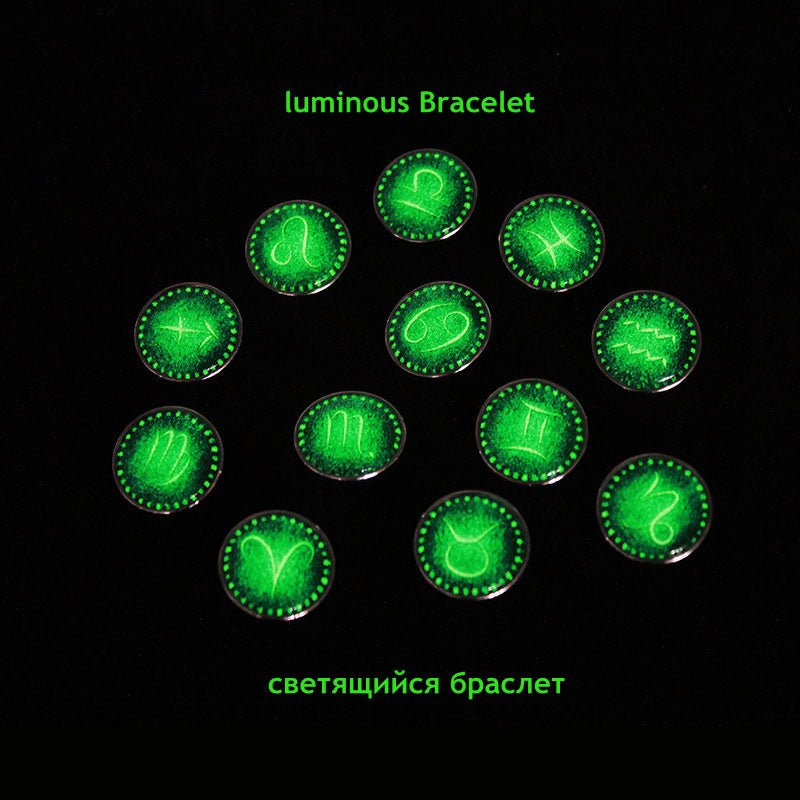 12 Constellation Luminous Bracelet Men Leather Bracelet Charm Bracelets for Men Boys Women Girl Jewelry Accessories Gifts - Shello's Creative Boutique
