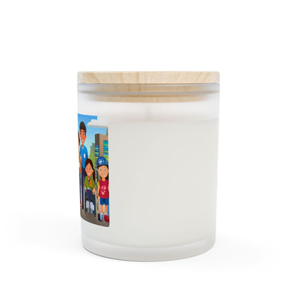 Frosted Glass Candle 11oz – Wooden Wick Candle with Crackling Flame