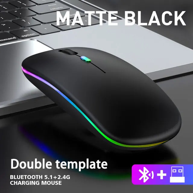 Wireless Mouse For Laptop PC Bluetooth RGB Rechargeable Computer Silent  LED  Ergonomic Gaming 
