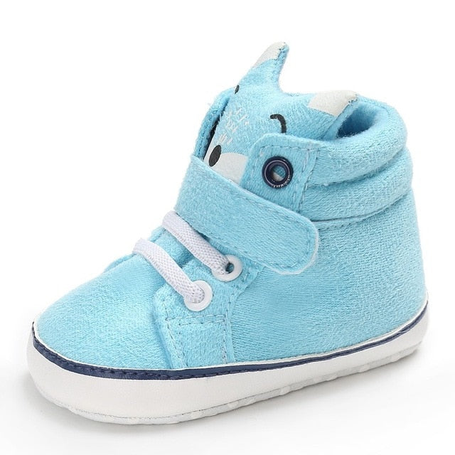 Baby Autumn Shoes Kid Boy Girl Fox Head Lace Cotton Cloth First Walker Anti-slip Soft Sole Toddler Sneaker 1 Pair eprolo