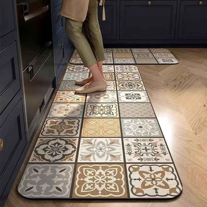 Vintage Kitchen Floor Mat - Crystal Velvet Water Absorbent Non-Slip Rug - Shello's Creative Boutique