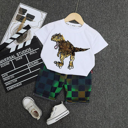 Children's Clothing Summer Suits New Fashionable Summer Handsome Baby Summer Short Sleeve Clothes Two-Piece Suit - Shello's Creative Boutique