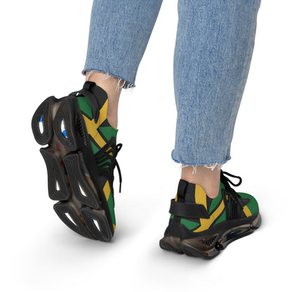 Mesh Sneakers — Bold Green & Gold Athletic Women's Trainers