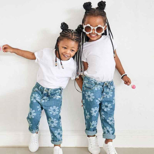 Girls' Printed Denim Jeans - Fashion Kids Trousers - Shello's Creative Boutique