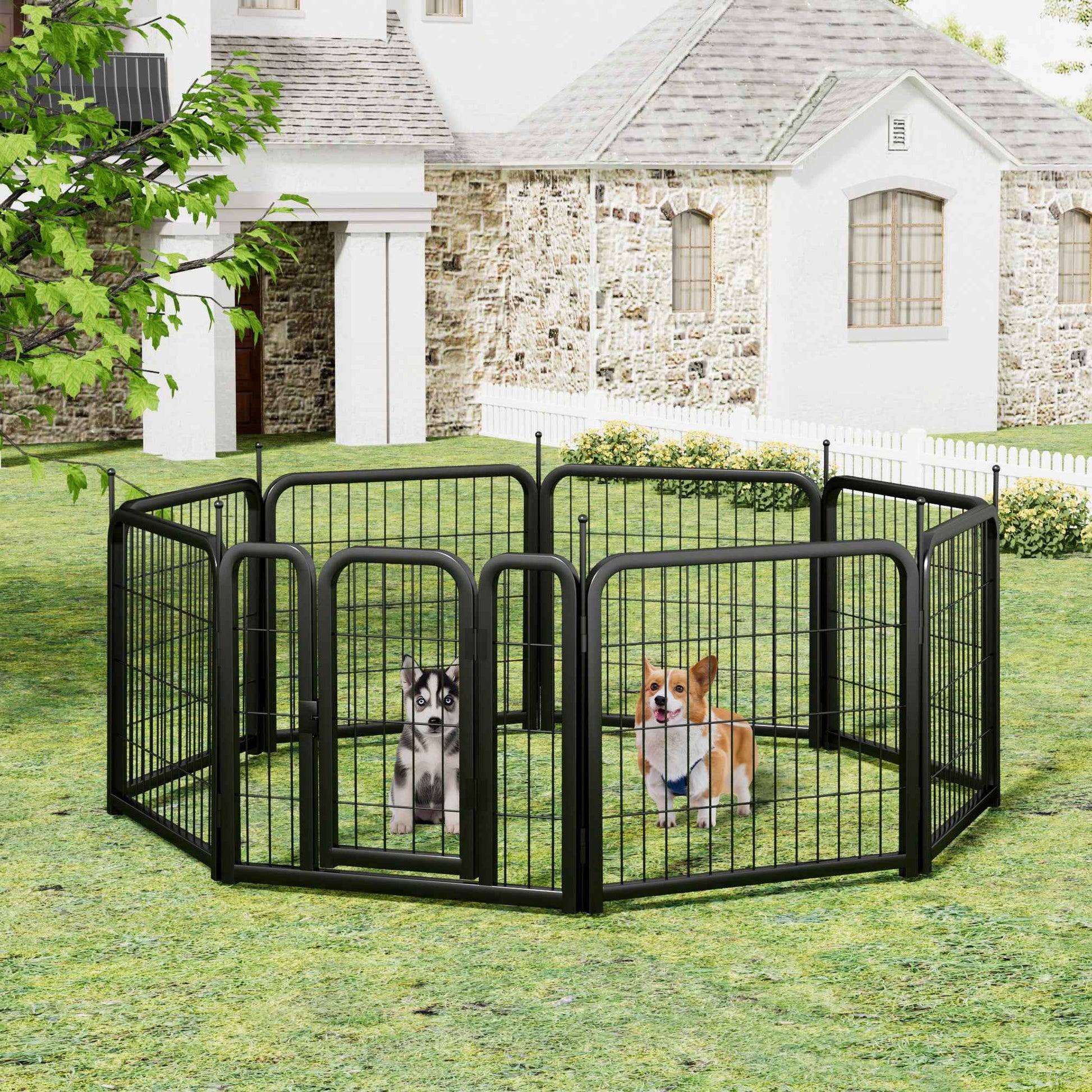 8-Panel Dog Fence - 24" Portable Indoor/Outdoor Pet Pen