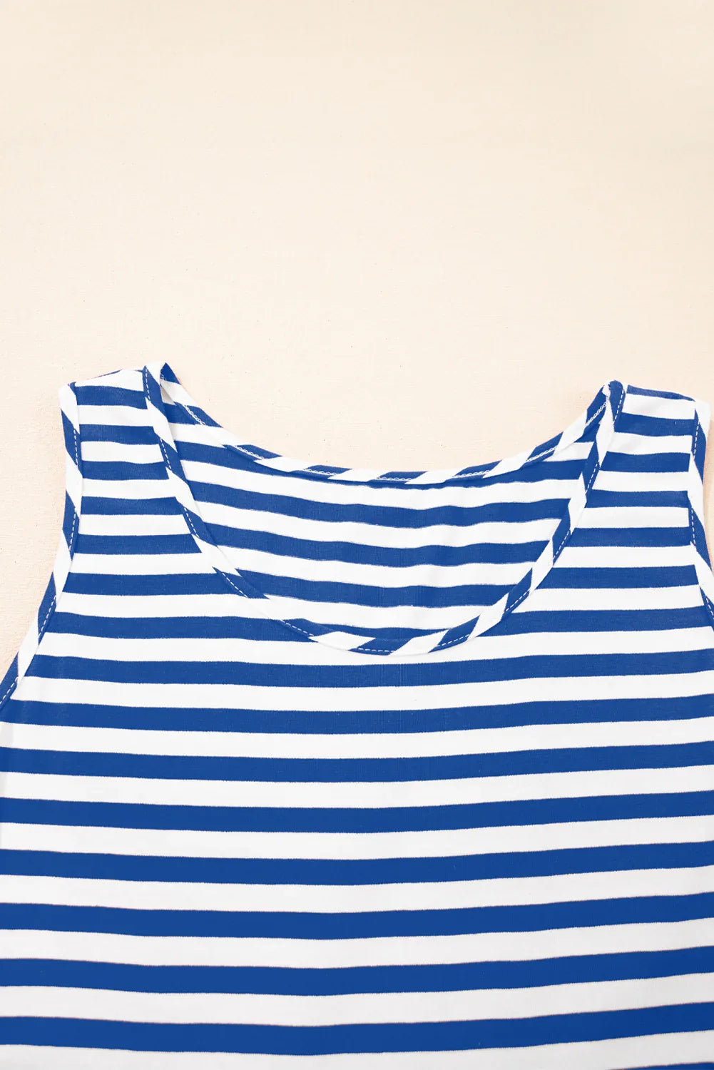 Rose Stripe U Neck Sleeveless Loose Fit Mini Dress - Shello's Creative Boutique