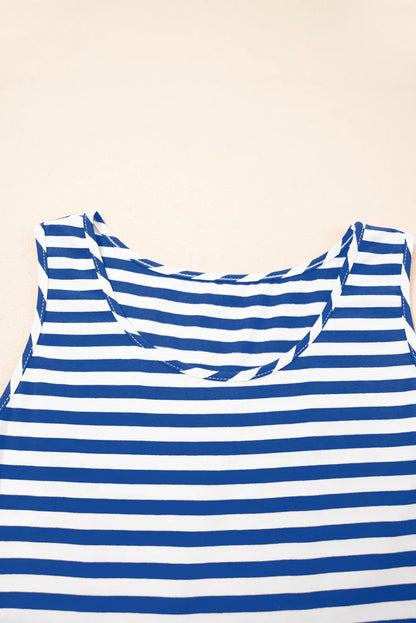 Rose Stripe U Neck Sleeveless Loose Fit Mini Dress - Shello's Creative Boutique
