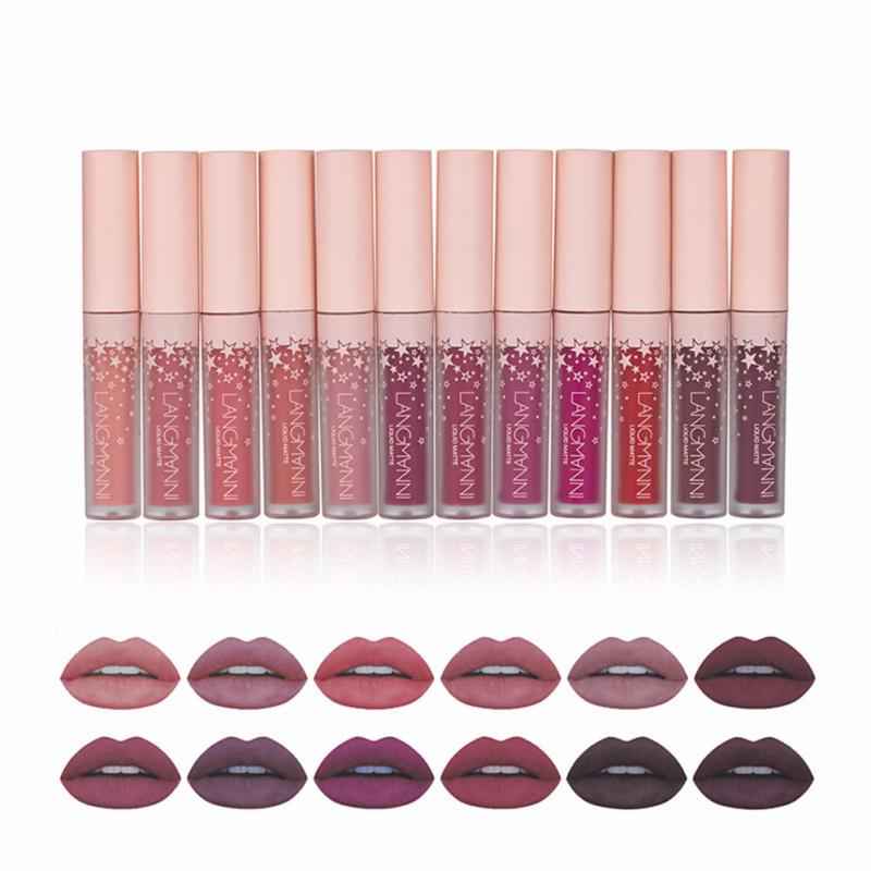 12PCS Matte Lipsticks Waterproof Lipstick Non-stick Cup Lipstick