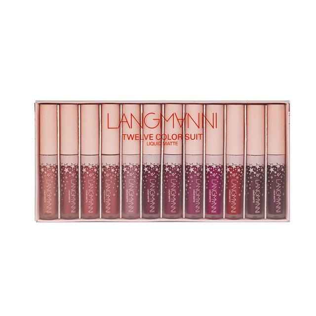 12PCS Matte Lipsticks Waterproof Lipstick Non-stick Cup Lipstick