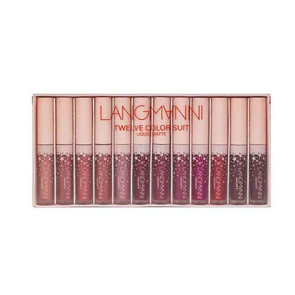 12PCS Matte Lipsticks Waterproof Lipstick Non-stick Cup Lipstick