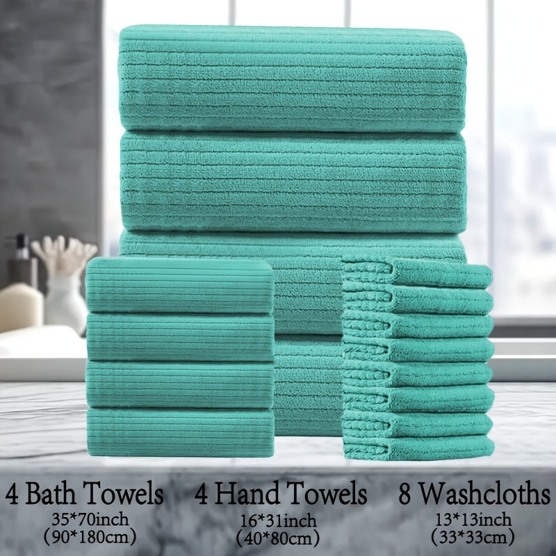 16 Piece Microfiber Bath Towel Set - Quick-Dry & Absorbent