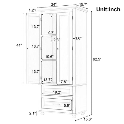 Tall Storage Cabinet with Two Drawers for Bathroom/Office, Black eprolo