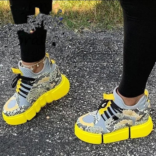 Women's Lace-Up Casual Shoes - Flat Bottom Trainers - Shello's Creative Boutique