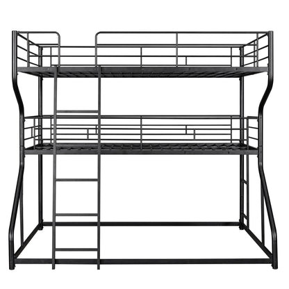 Full XL over Twin XL over Queen Size Triple Bunk Bed with Long and Short Ladder - Shello's Creative Boutique