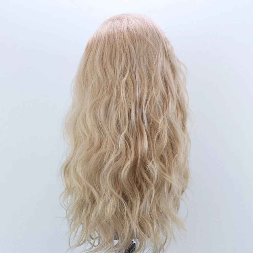 13x2.5 Linen Color Synthetic Fiber Front Lace Wig Head Cover Natural Hairline Ladies Wig