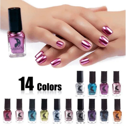 14 Color 6ML Women Fashion Sexy New Metallics Nail Polish Mirror Beauty Makeup - Shello's Creative Boutique