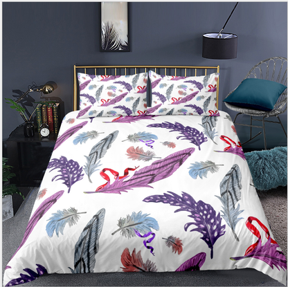 3D digital printing bedding quilt cover pillow case three piece feather series eprolo