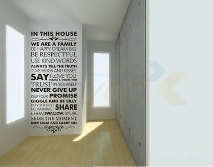 In this house Family Rules Home Decor Wall Decal Decorative Vinyl Wall Sticker Wall Art - Shello's Creative Boutique