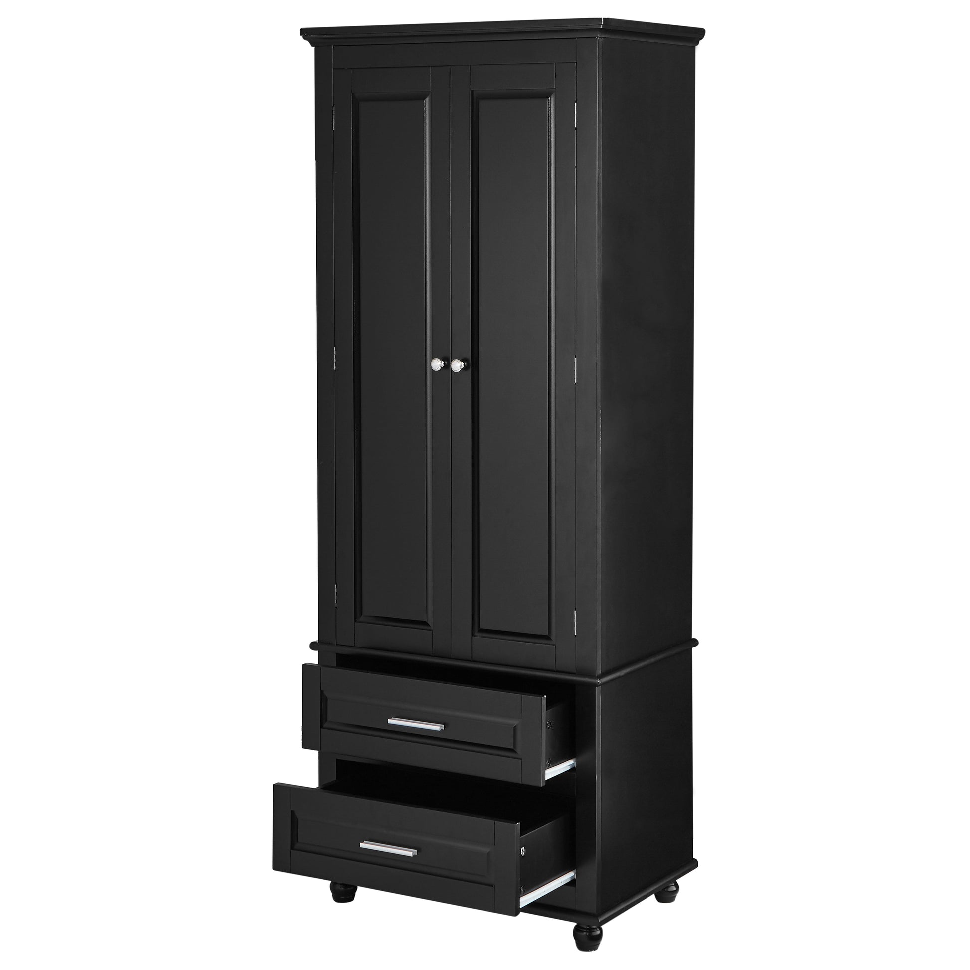 Tall Storage Cabinet with Two Drawers for Bathroom/Office, Black eprolo