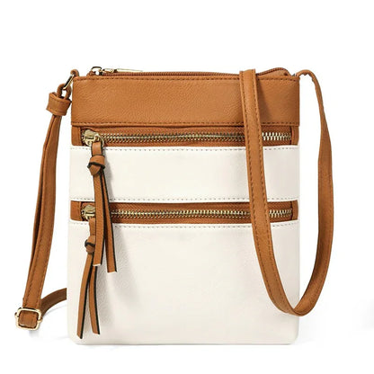 Leisure multifunctional pocket with double zipper vertical women's bag single shoulder bag crossbody bag - Shello's Creative Boutique