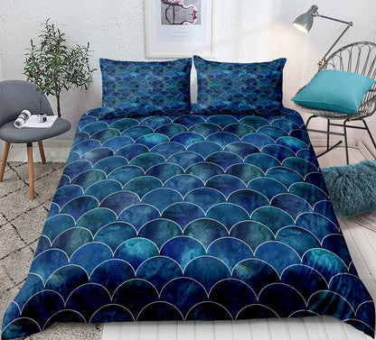 Mermaid Pattern Fish Scales Three Or Four Pieces Household Quilt Cover Bedding eprolo