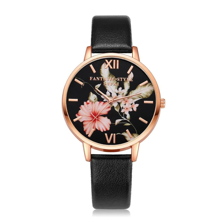 Women Flowers Bracelet Watch 
