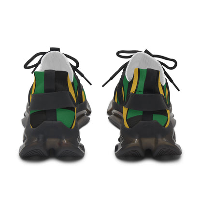 Mesh Sneakers — Bold Green & Gold Athletic Women's Trainers