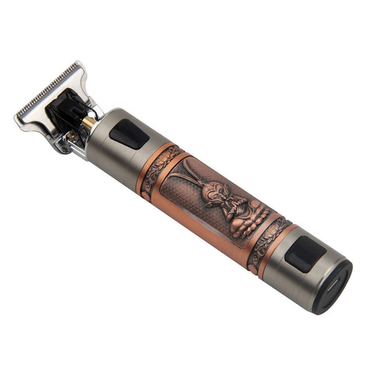 T9 Hair Clipper Oil Head Push Digital Display Carving Skull Small Hair Clipper Trimming Shaved White USB Charging Zinc Alloy eprolo