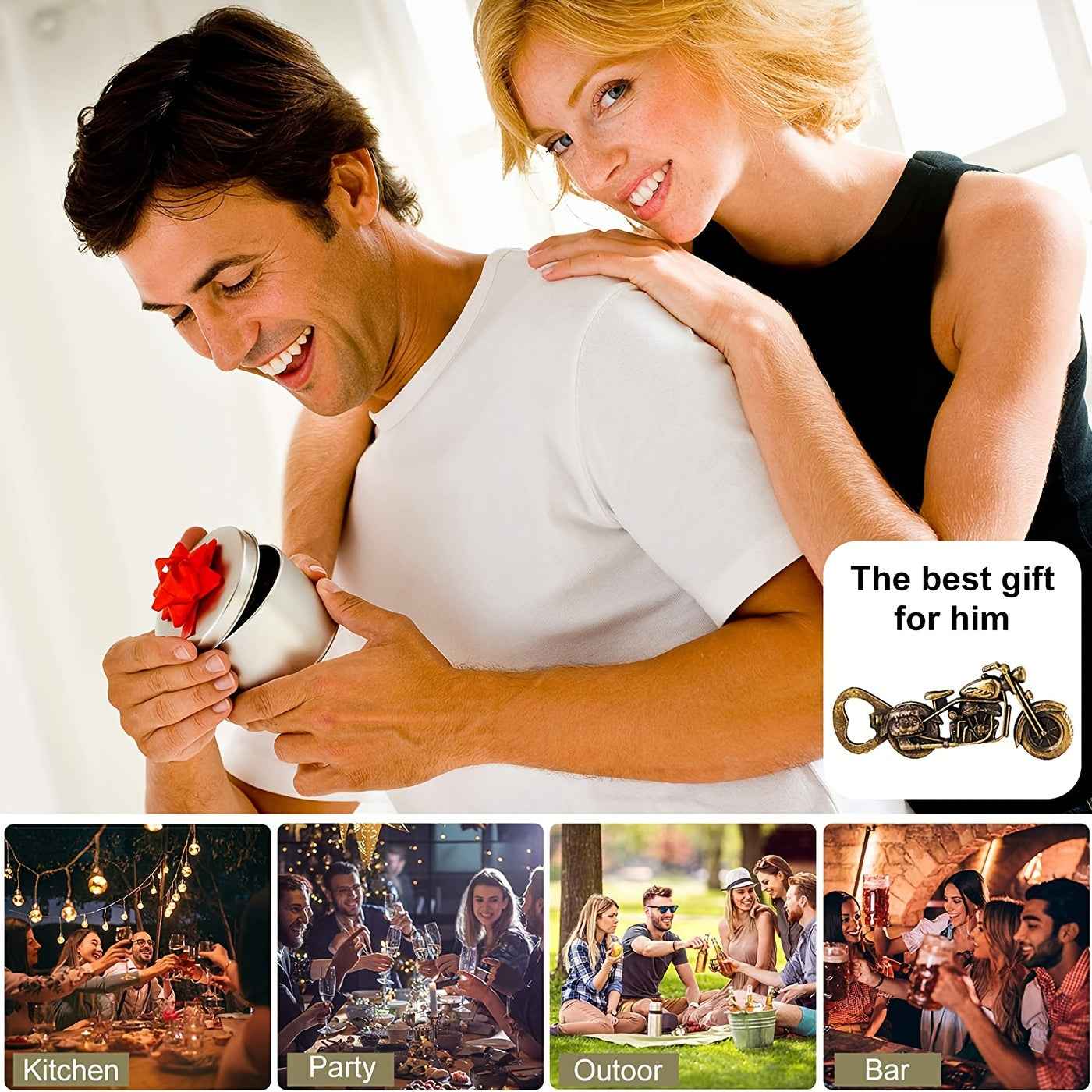 1pc Golden 5 Inches Motorcycle Bottle Opener - Perfect Gift for Beer Lovers and Men, 3 Ounces, 2 Inches/0.3 Inches