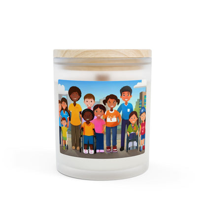 Frosted Glass Candle 11oz – Wooden Wick Candle with Crackling Flame