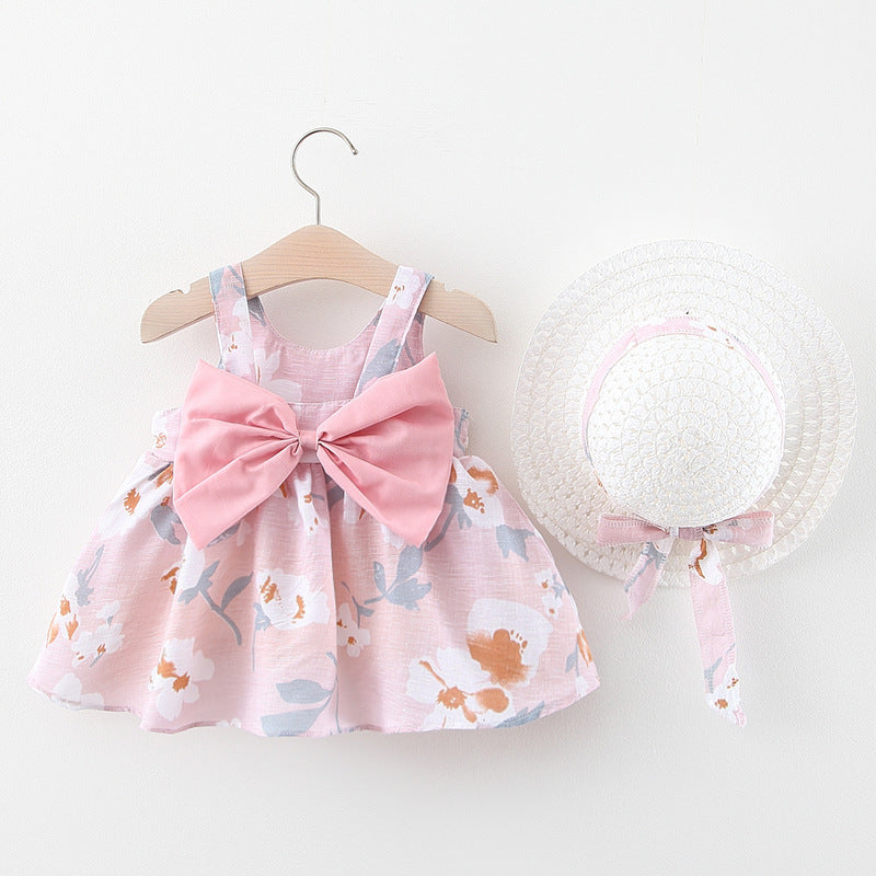 Summer New Girl Baby Vest Skirt Princess Dress 1-4 Years Old Chest Big Bow Flower Skirt Shello Creative Boutique