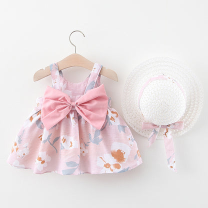 Summer New Girl Baby Vest Skirt Princess Dress 1-4 Years Old Chest Big Bow Flower Skirt Shello Creative Boutique