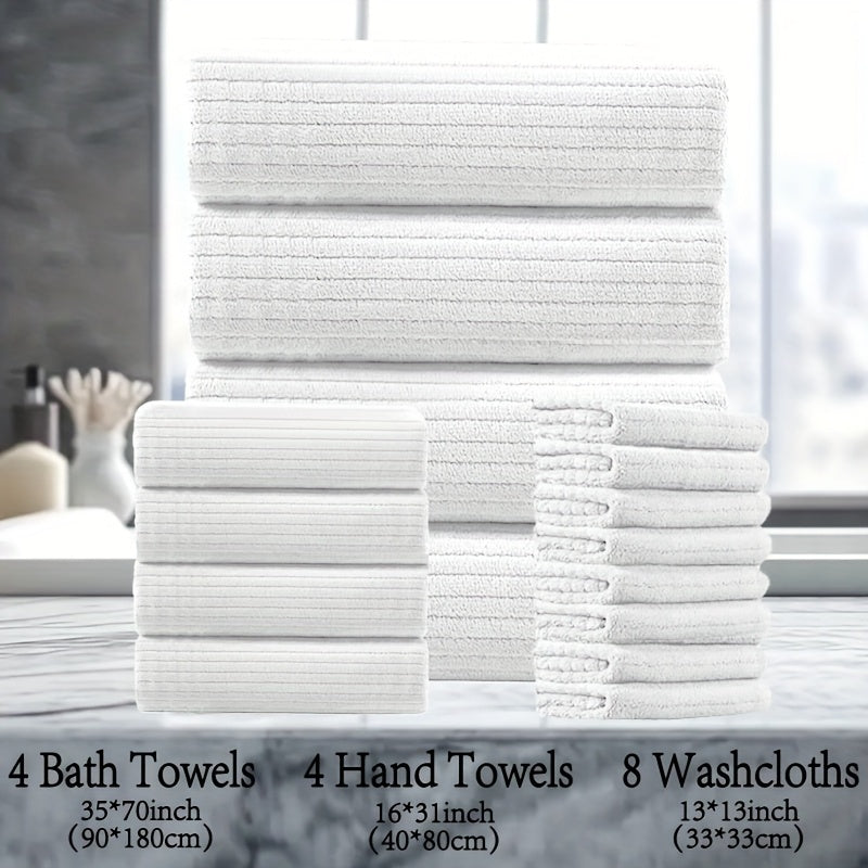 16 Piece Microfiber Bath Towel Set - Quick-Dry & Absorbent