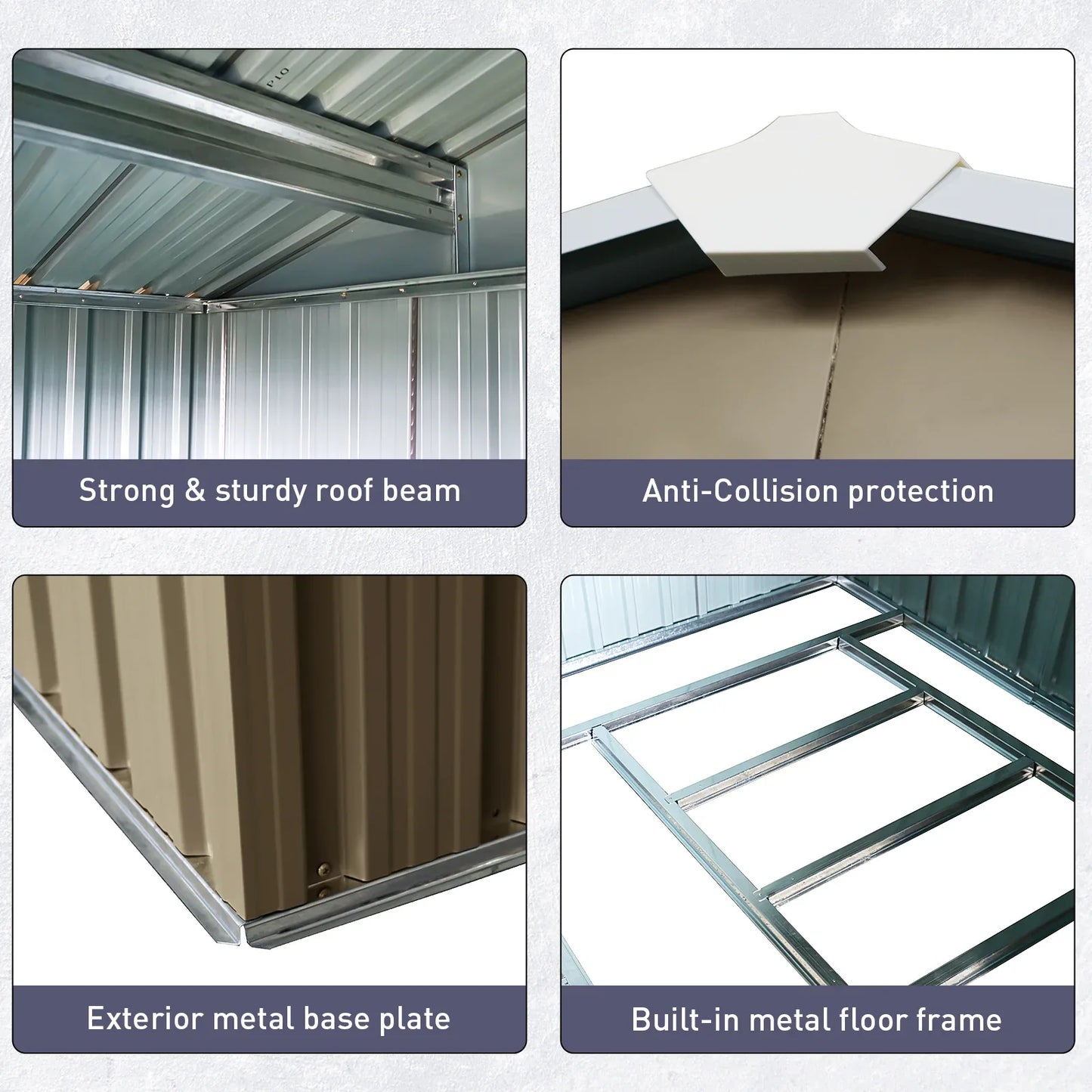 8ft x 6ft Outdoor Metal Storage Shed with Window Grey(W540S00016) - Shello's Creative Boutique