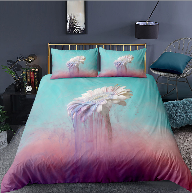 3D pink girl heart white cloud digital printing bedding three piece set eprolo